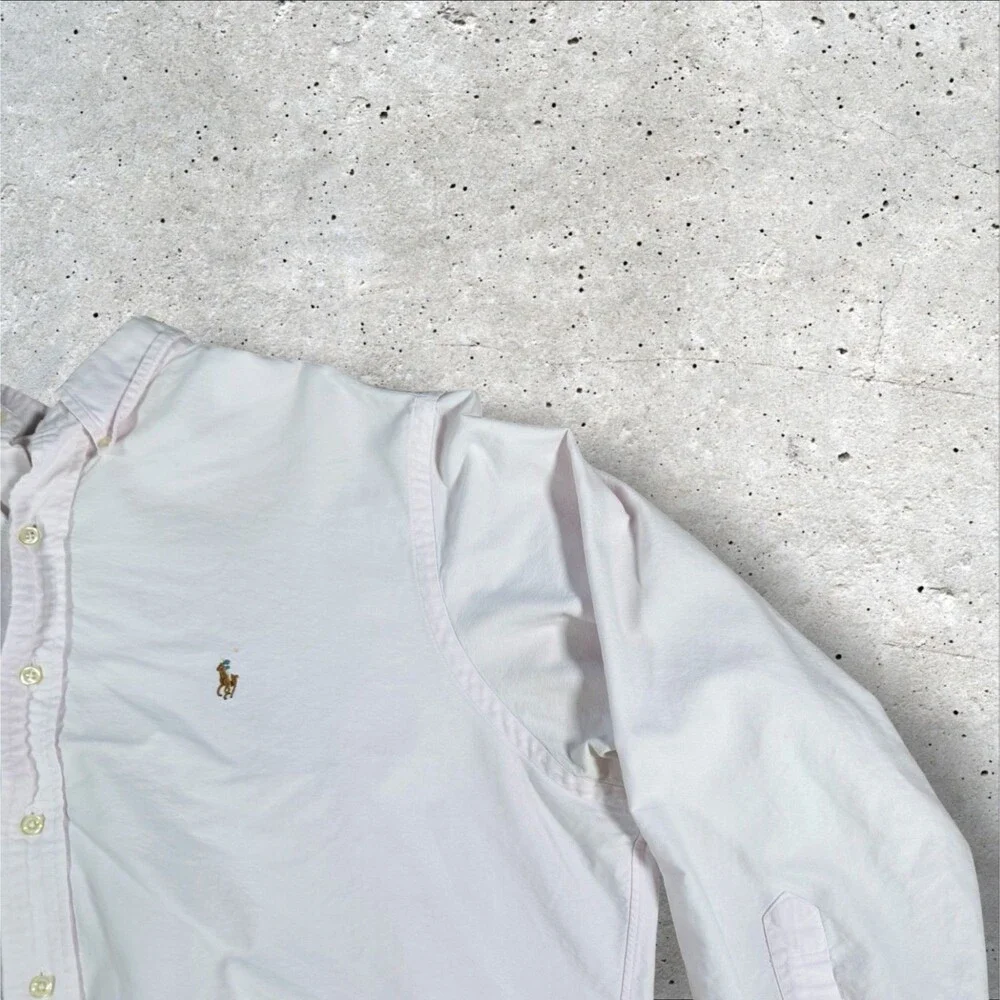 Polo Ralph Lauren Oxford Shirt Men 17.5 34/35 Pink Classic Fit Cotton Flaws - Picture 15 of 15